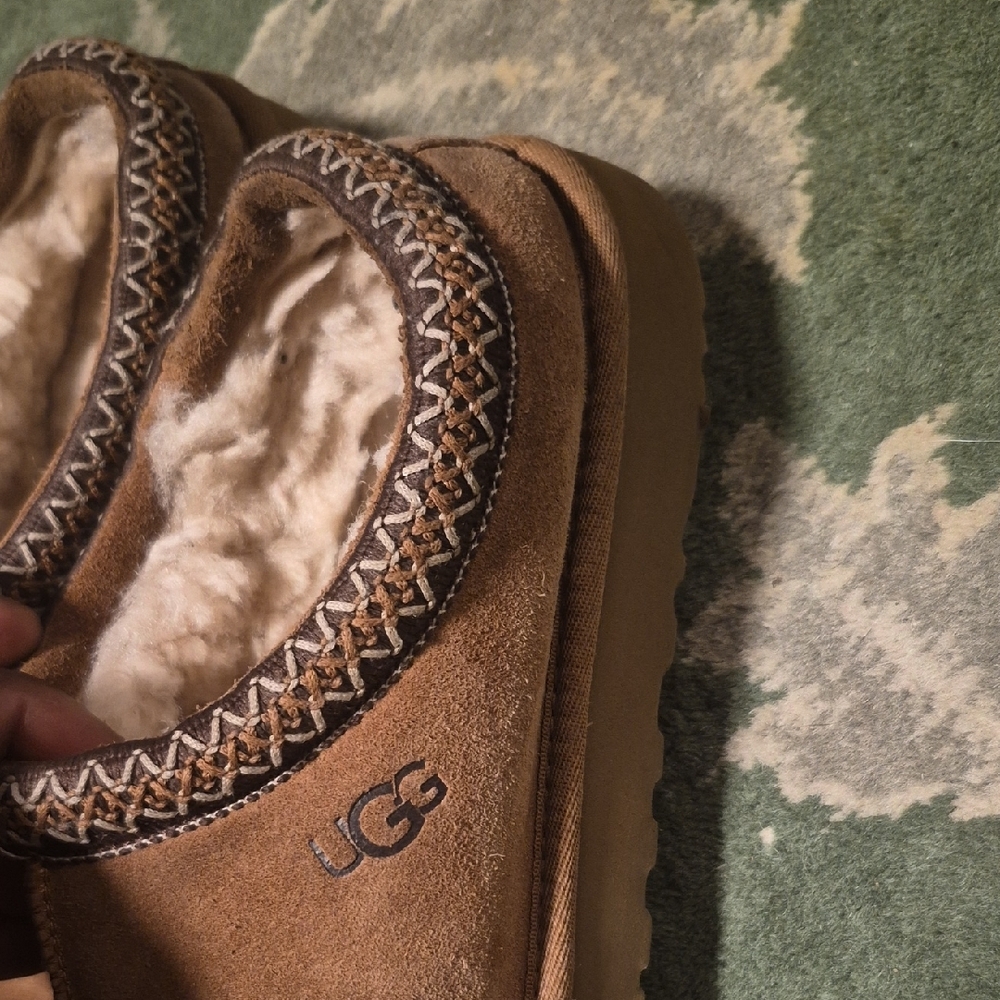 UGG Men's Brown Suede Shearling-Lined Slip-On Loafers - Picture 7 of 9